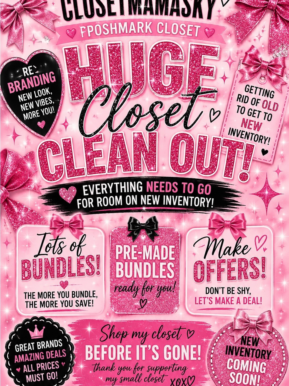 Huge Closet Clean Out Pink Promotional Poster - Home Organization